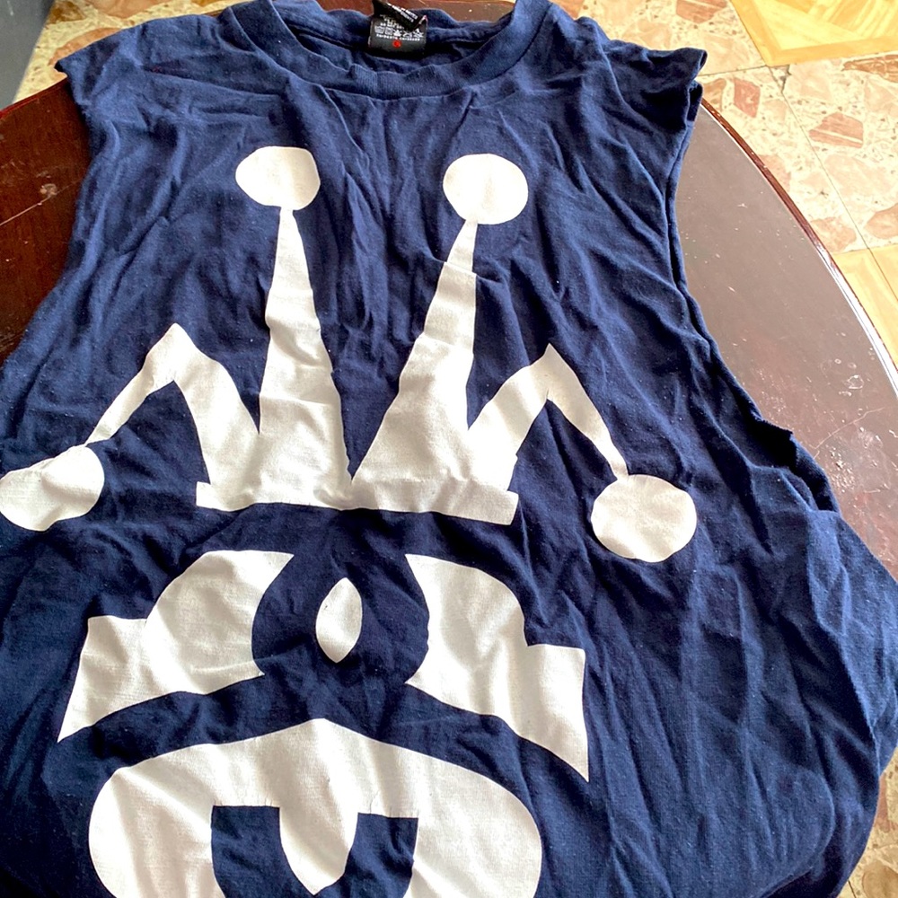 Stussy size large, tank top, navy blue and white